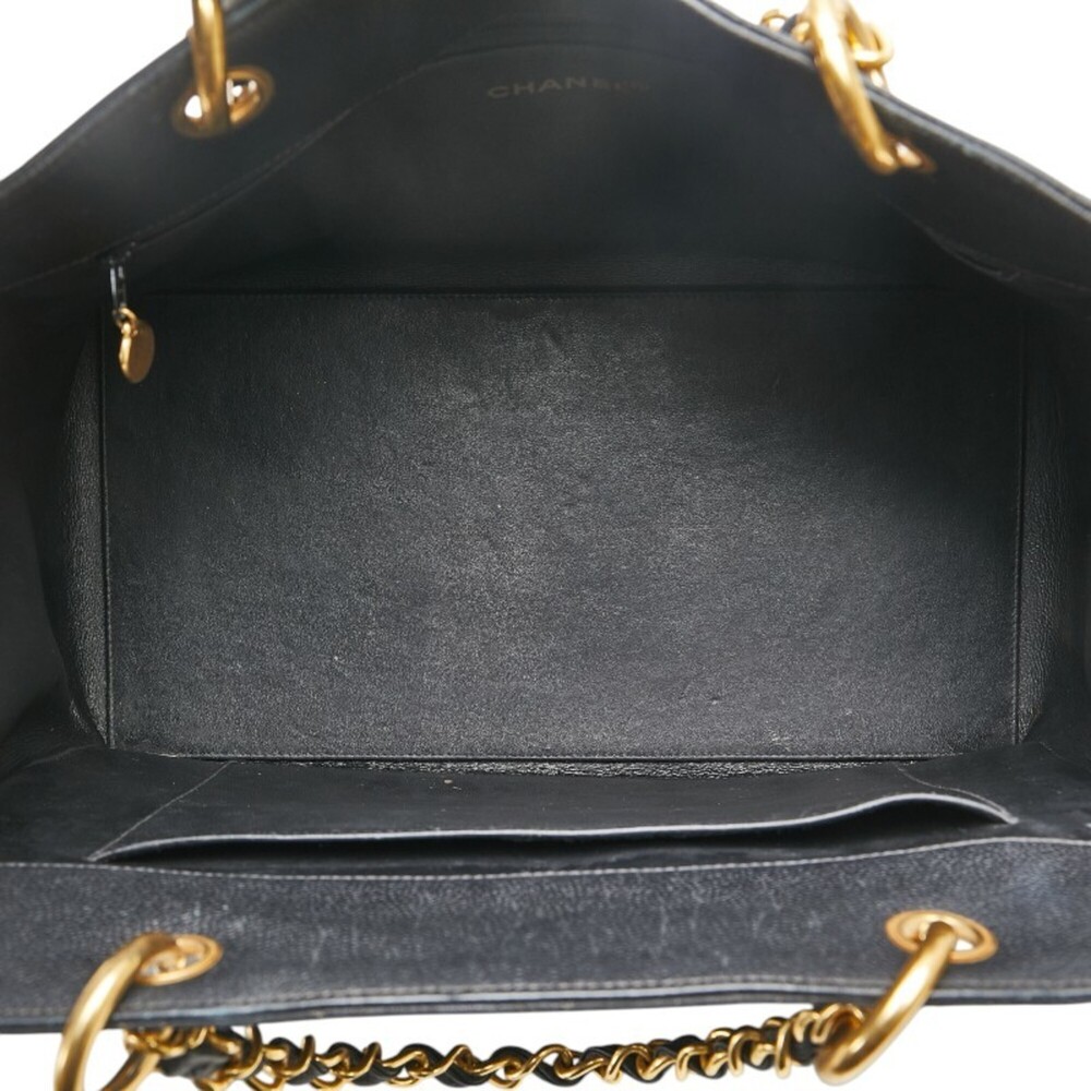 CHANEL Black Caviar Leather Logo Tote Bag - Picture 7 of 12